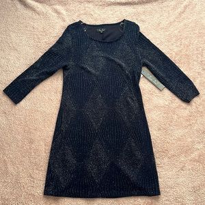 Sparkle Navy Blue 3/4 Sleeve Dress